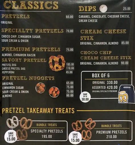 Auntie Anne S Menu Menu For Auntie Anne S SRP South Road Properties