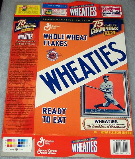 1999 Lou Gehrig 75 Years Of Champions Wheaties Box Wheaties Box