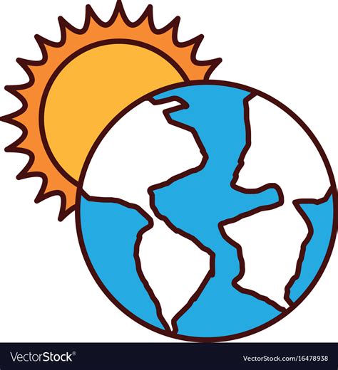 World Planet Earth With Sun Royalty Free Vector Image