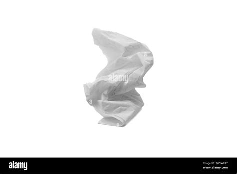 Crumpled Tissue Paper Used Screwed Paper Tissue Isolated On White