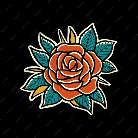 Premium Vector | Traditional vintage flower tattoo illustration