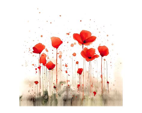 Poppy Fields Clipart Image Bundle Watercolor Poppies Etsy Uk