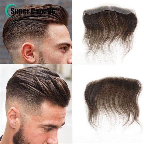 Men Toupee For Forehead 0 06mm Ultra Thin Skin 4 Brown Front Hairline Patch For Male Human Hair