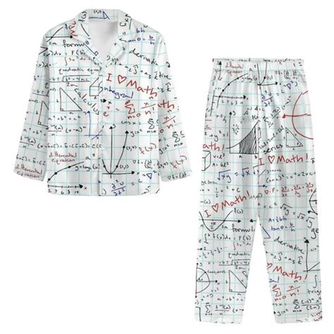 Netilgen Math Formula Design Elastic Button Pajamas For Women Pants