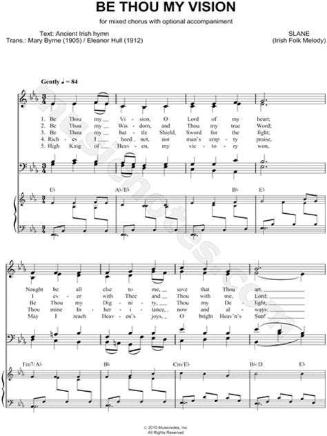 Traditional Irish Melody Be Thou My Vision Choir And Accompaniment Choral Sheet Music In Eb