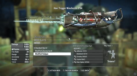 Winchester P94 Plasma Caster Tweaks At Fallout 4 Nexus Mods And Community