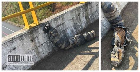 Broma Personas Dejan Bulto De Zacate Colgado En Puente De La Autopista