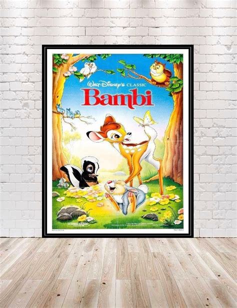 Bambi Poster Vintage Disney Movie Poster Classic Bambi Movie Poster ...