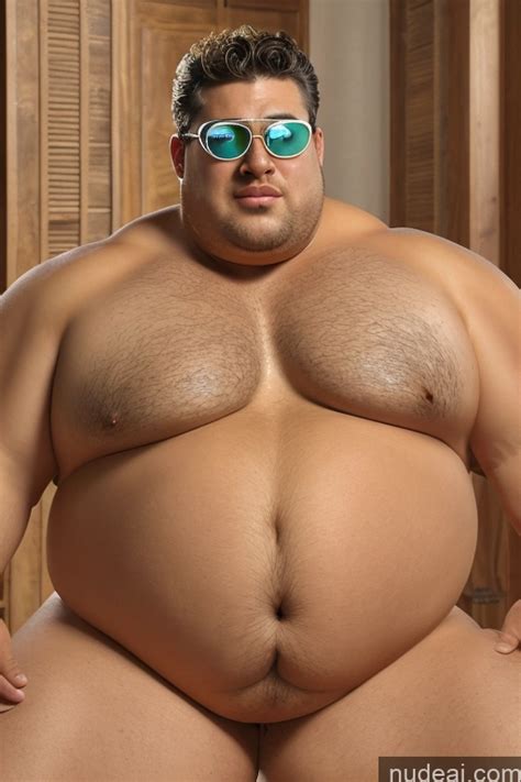 Nude Ai Image For Araffe Man With Sunglasses And A Big Belly Posing For