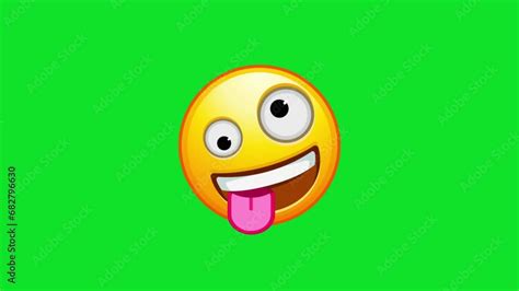 Zany Emoji Goofy Emoticon With Crazy Eyes And Tongue Out Yellow Face