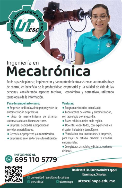 Flyer Mecatrónica qr Universidad Tecnológica de Escuinapa