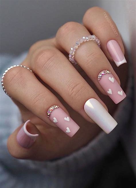 59 Cutest Valentine S Day Nails To Wear Right Now White Tiny Hearts