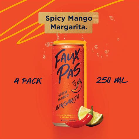 Faux Pas Spicy Mango Margarita 250ml Cans Pack 250 Ml Delivery Or Pickup Near Me Instacart