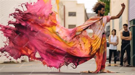 A live art performance combining dance and painting | Premium AI ...