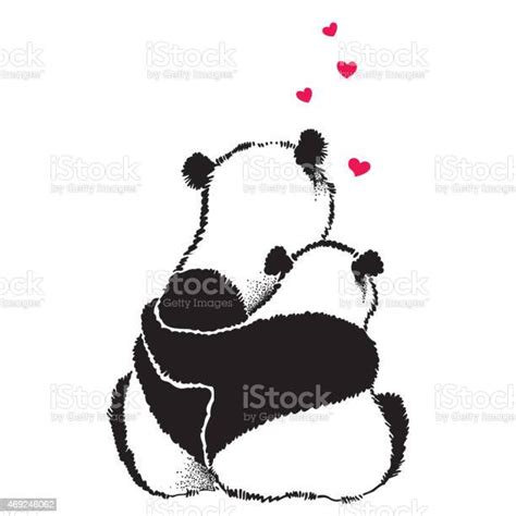 Hand Drawn Illustration Of Panda Couple In Love Stock Illustration