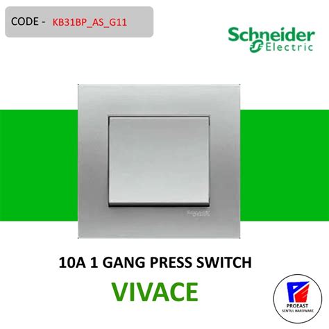 Schneider Electric Vivace 10a 1 Gang Press Switch Auto Gate Switch Silver Shopee Malaysia