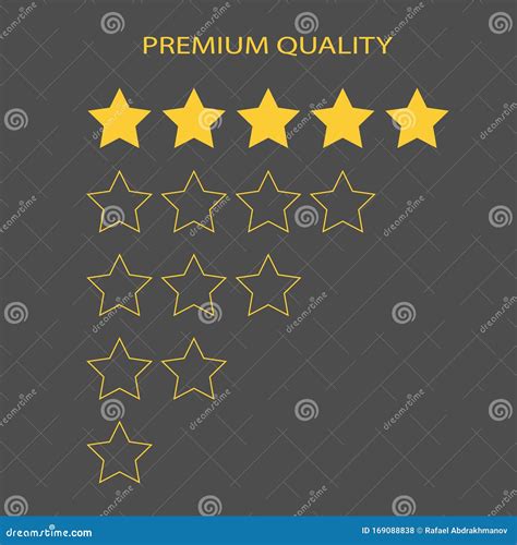 Premium Quality 5 Gold Rating Stars. Shapes of Five Vector Rank Empty ...