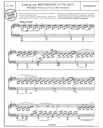 First Movement From Moonlight Sonata Op 27 No 2 Sheet Music By Ludwig Van Beethoven Nkoda