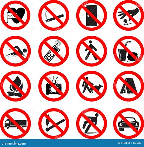 Set Of Forbidden Signs Stock Vector Illustration Of Public 7467551