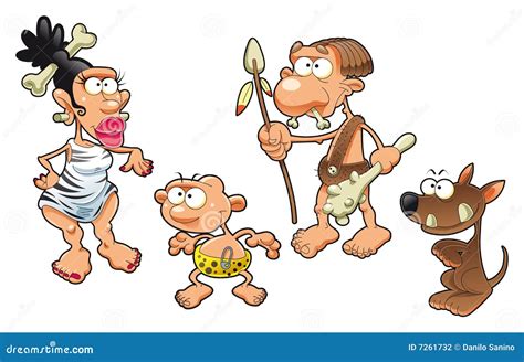 Familia prehistórica ilustración del vector Ilustración de hijo 7261732