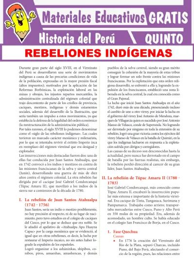 II La rebelión de Túpac Amaru II I La rebelión de Juan Santos