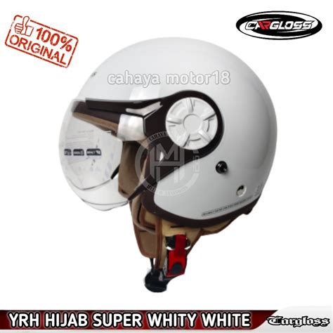 Jual HELM CARGLOSS YRH Hijab Helm Half Face White Putih All Size