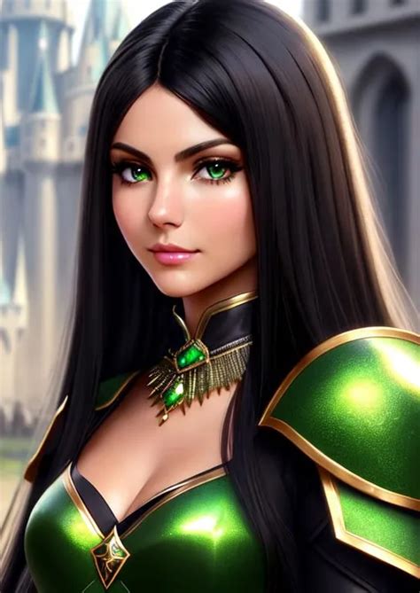 Victoria Justice Black Long Hair Green Eyes Dark