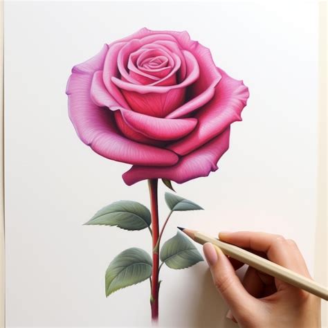 Premium Photo | Realistic 3d Rose Drawing Magenta Mario Art Style