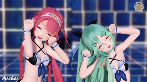 【mmd艦これ】水着ver 可愛的江風 And 山風 ビバハピ Viva Happy 4k60fps Youtube