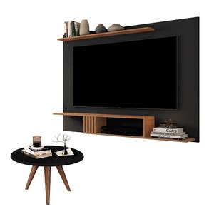 Conjunto Painel Para Tv E Mesa De Centro Retrô Val Preto Freijó Leroy