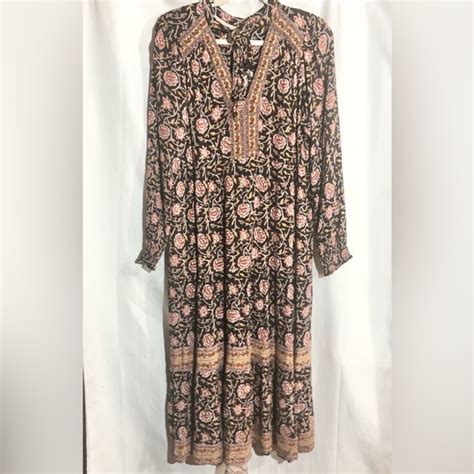 Knox Rose Dresses Knox Rose Prairie Boho Maxi Dress Sz L Bow Neck