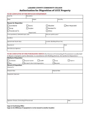 Fillable Online Lccc Wy Authorization For Disposition Authorization For