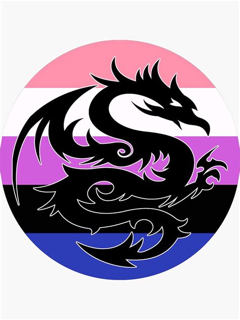 Dragon On Gender Fluid Pride Flag Circle Sticker For Sale By Design