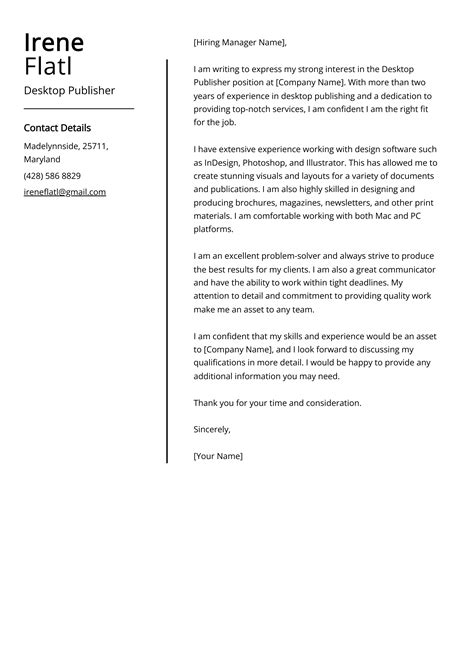 Desktop Publisher Cover Letter Example For 2023 Skills And Templates