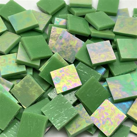 Olive Green Opal Luminescent Stained Glass Mosaic Tiles Coe 96 Mosaic