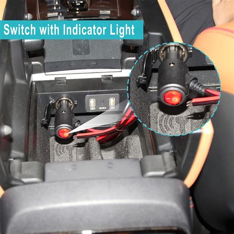 12 Volt Car Cigarette Lighter With On Off Switch Adapter Power Extension Cord Plug 12v Cigarette