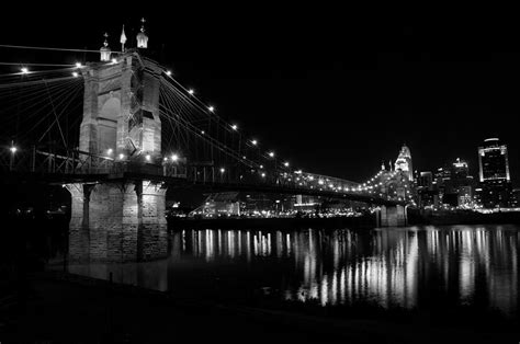 Roebling Bridge at Night Photograph by Joe Tabb - Pixels