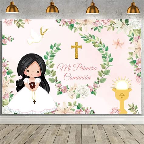 Amazon Mehofond X Ft Baptism Backdrop For Girl Pink Floral Mi