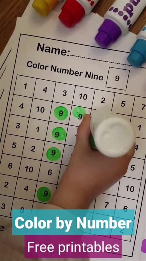 Color by number 123 numbers activity squares free preschool coloring ...