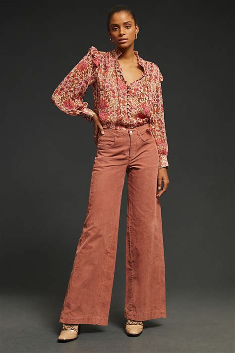 Pilcro The Gwen Wide Leg Corduroy Pants Pink Shopstyle