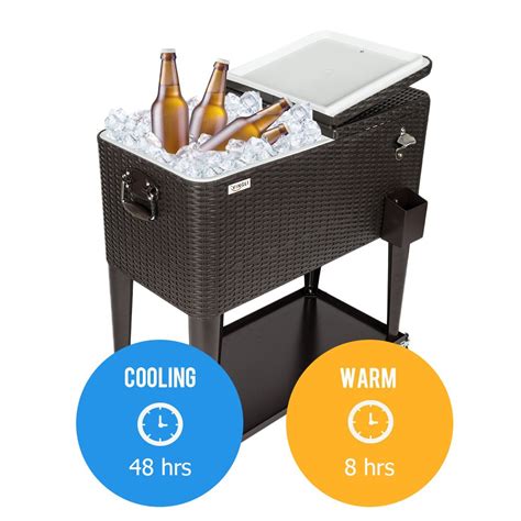 Vingli Quart Rolling Ice Chest On Wheels Portable Patio Party Bar