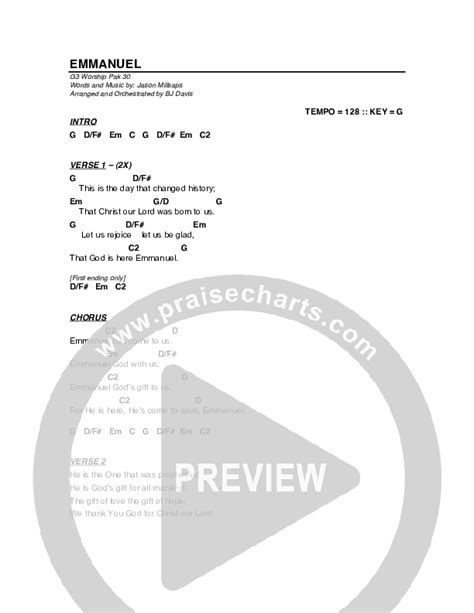 Emmanuel Chords PDF G3 Worship PraiseCharts