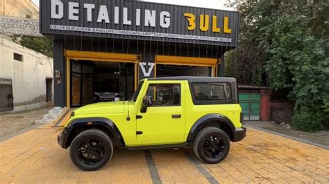 This Customised Mahindra Thar Wrapped In Neon Green Has A Unique Road