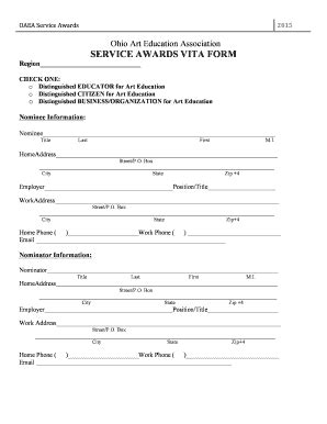 Fillable Online Oaea Memberclicks Service Award Vita Form