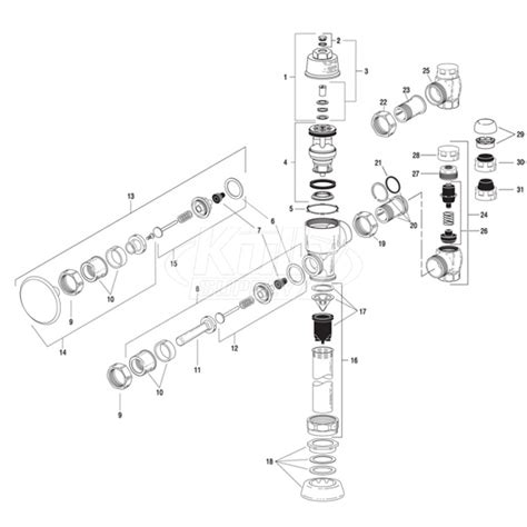 Sloan Naval Flushometer Parts Breakdown