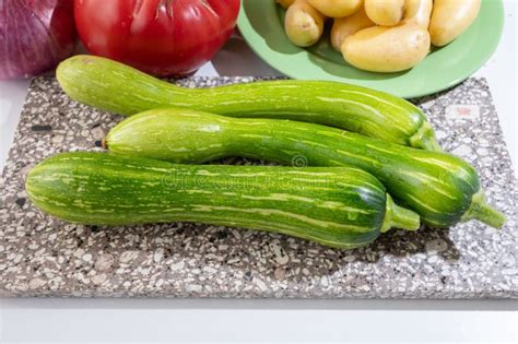 Fresh Green Long Squash Zucchini Gevetables From Nice Provence France