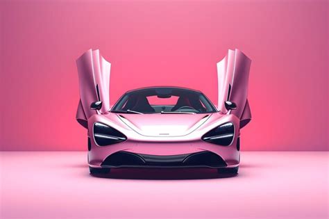 Premium Photo A Pink Mclaren Supercar With The Doors Open And The