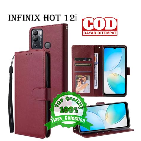 FLIP WALLET CASE KULIT UNTUK INFINIX HOT 12i CASING DOMPET FLIP COVER