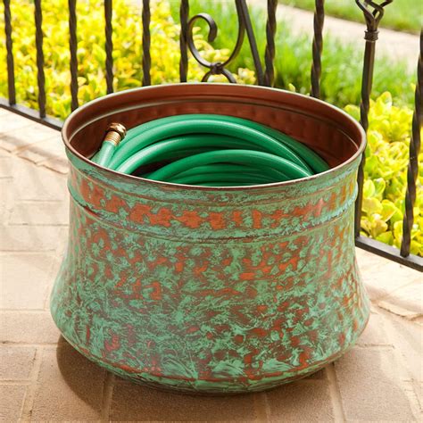 Liberty Garden Hammered Copper Hose Pot Fasci Garden