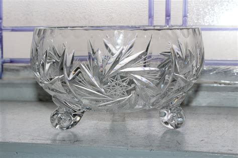 Elegant Vintage Cut Crystal Footed Bowl